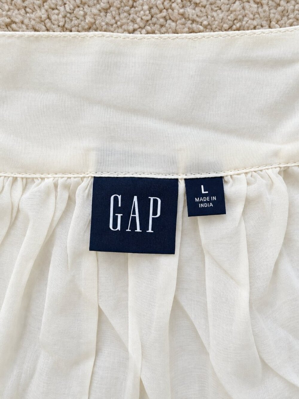 Gap Cream Chiffon Tie Front Peasant Blouse Size L - Picture 2 of 2